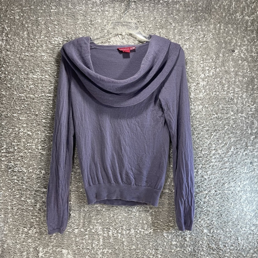 Wild About Cashmere Saks Fifth Ave sweater Cowl Neck Purple Long Sleeve Sz M